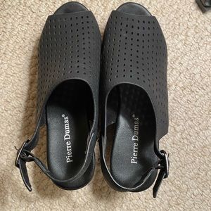 Pierre Dumas Black Wedge Sandals